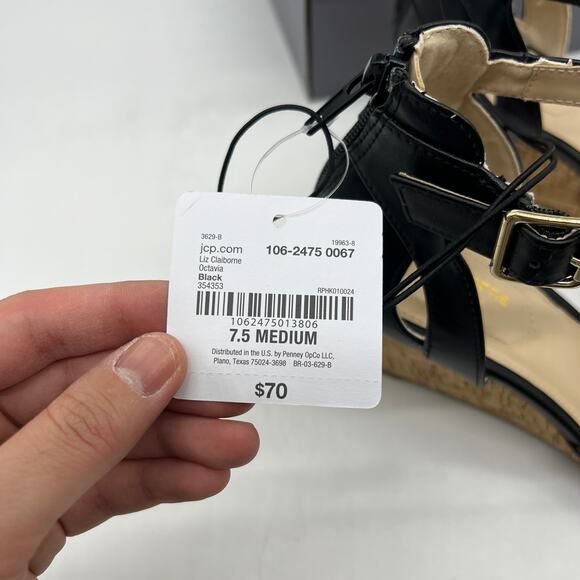 Liz Claiborne Womens Octavia Wedge Sandals Black Size 7.5M - Picture 6 of 12